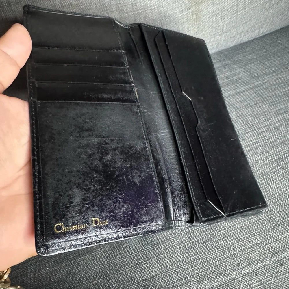 Christian Dior Vintage Check Leather Wallet